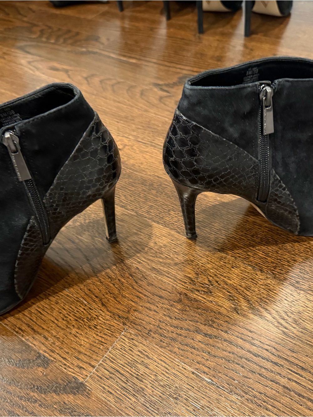 Vince Camuto Black Suede & Textured Ankle Booties